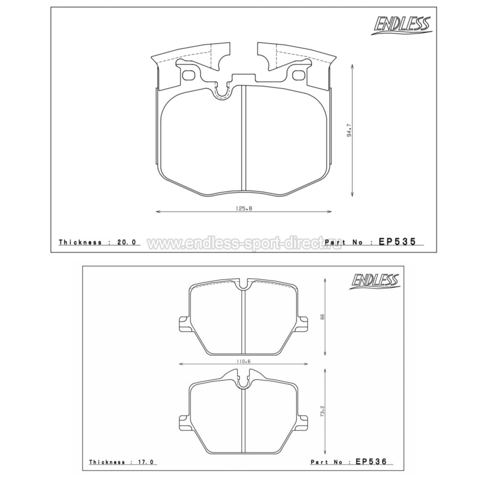 ENDLESS EP535536MX72PLUS Pads front and rear (SET) for TOYOTA